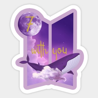 Purple Whale under the Moon Sticker